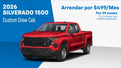 2026 Silverado 1500
Custom Crew Cab
Arrendar por $499/Mes Por39 Meses