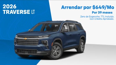 2026 Traverse LT
Arrendar por $649/Mes por 39 Meses